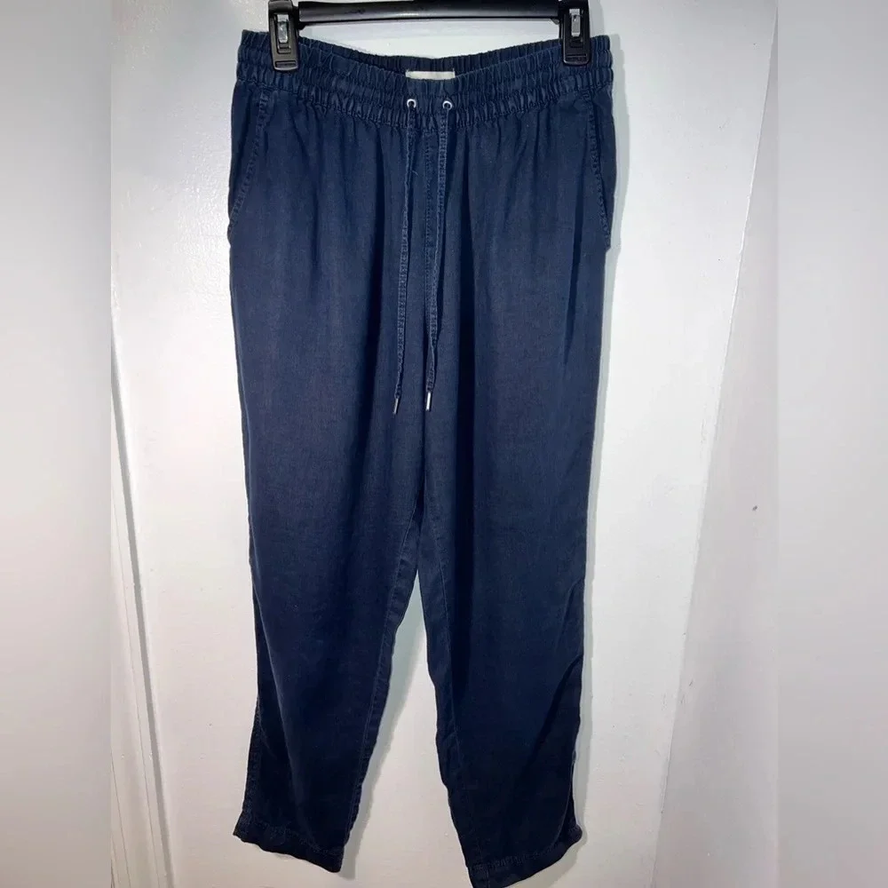H&M, S, navy blue,‎ line pocketed elastic waist w/drawstring tassel jogger, pant